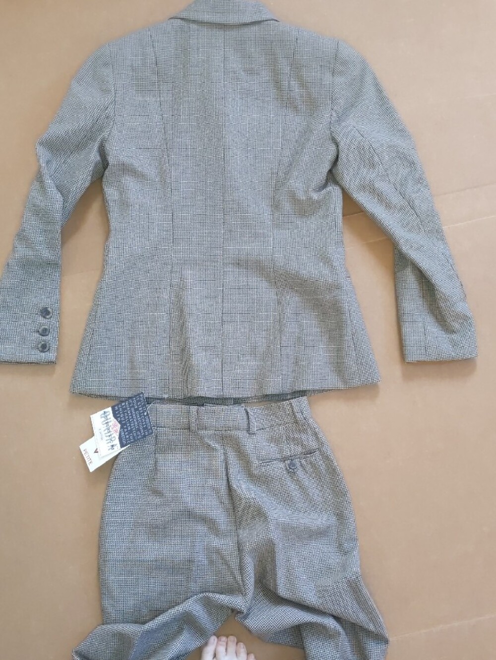 Thalian Petite Houndstooth Blazer & Trouser Set - Black, White & Taupe - Picture 4 of 11